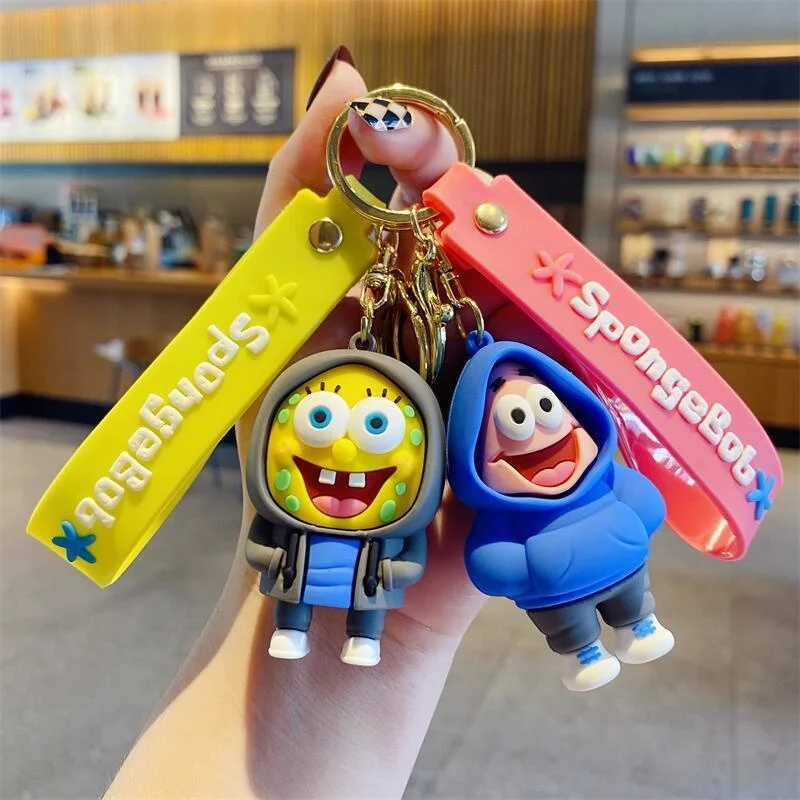 Creative Hoodie SpongeBob SquarePants Big Star Keychain Cute And Quirky Male Keychain Doll Pendant Backpack Ornament