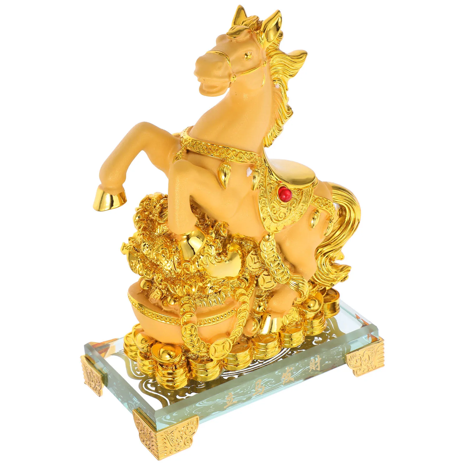 

Gold Resin Horse Statue 2026 Year of The Horse Ornament Standing Zodiac Desktop Decoration Home Office Desktop Statue