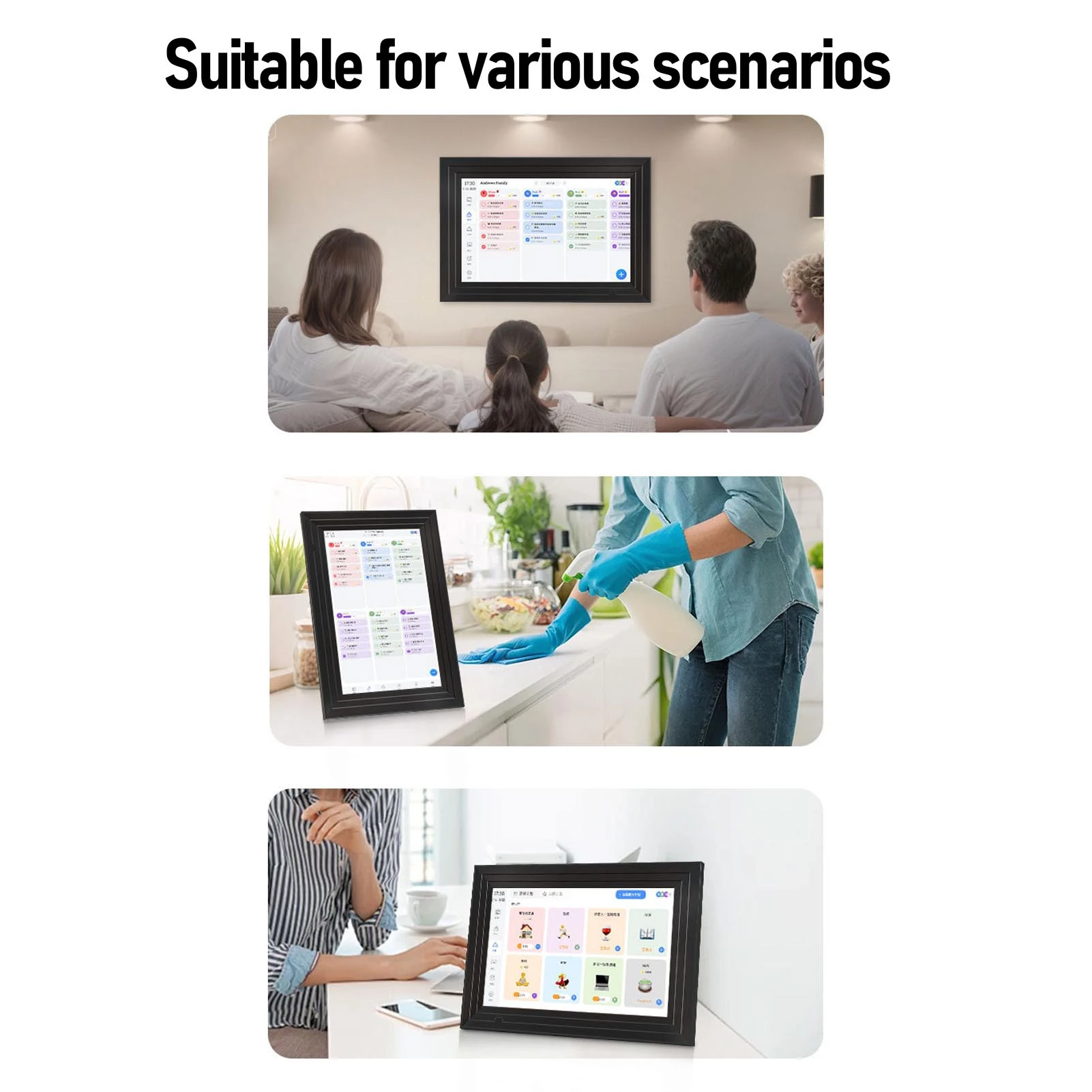 Smart Digital Calendar 10.1 Inch WiFi Touch Screen Interactive Smart Family Planner Digital Picture Frame with APP for Home