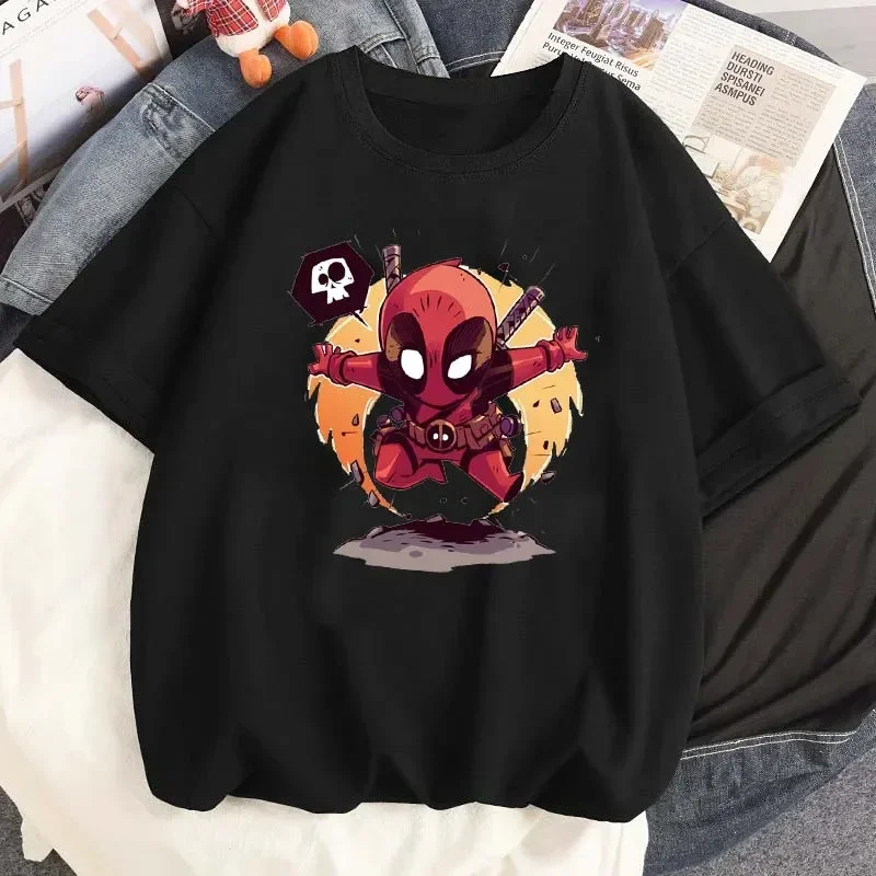 Disney Marvel Deadpool Graphic Printed T Shirt Fashion Women Casual Short Sleeve O-Neck T-shirt Streetwear Harajuku Cartoon Tees