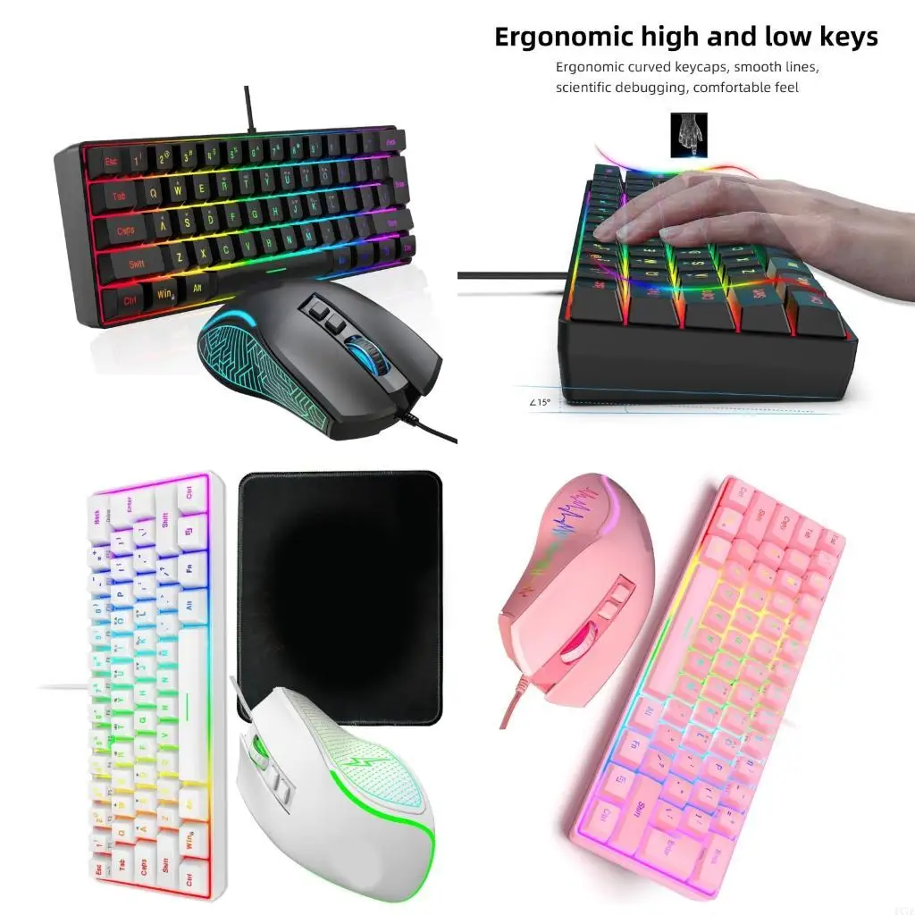 

4X7E Long Keyboards Mouse Combo Smooth Typing Experience Multiple OS Compatibility Effortless Setups