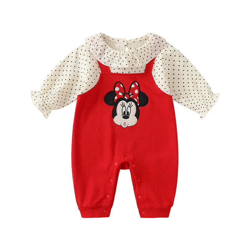 

MINISO Minnie Baby Girl Spring Long Sleeve Onesie Newborn Clothes Infant Romper Soft Cute 0-12 Months Bodysuits Cotton Jumpsuit