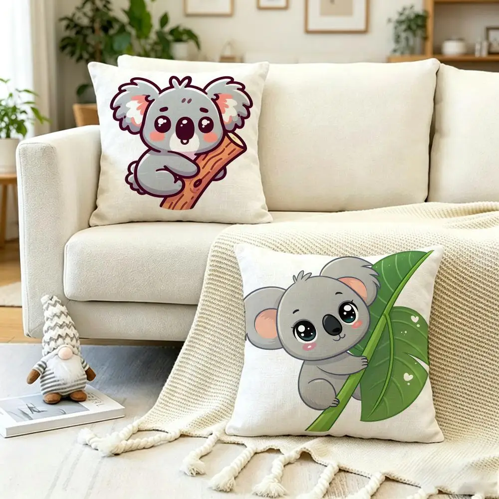 ANIME K-Koala Cushion Cover Anti-dustmite Pillowcase Invisible zipper silky short plush Sofa cushion cover
