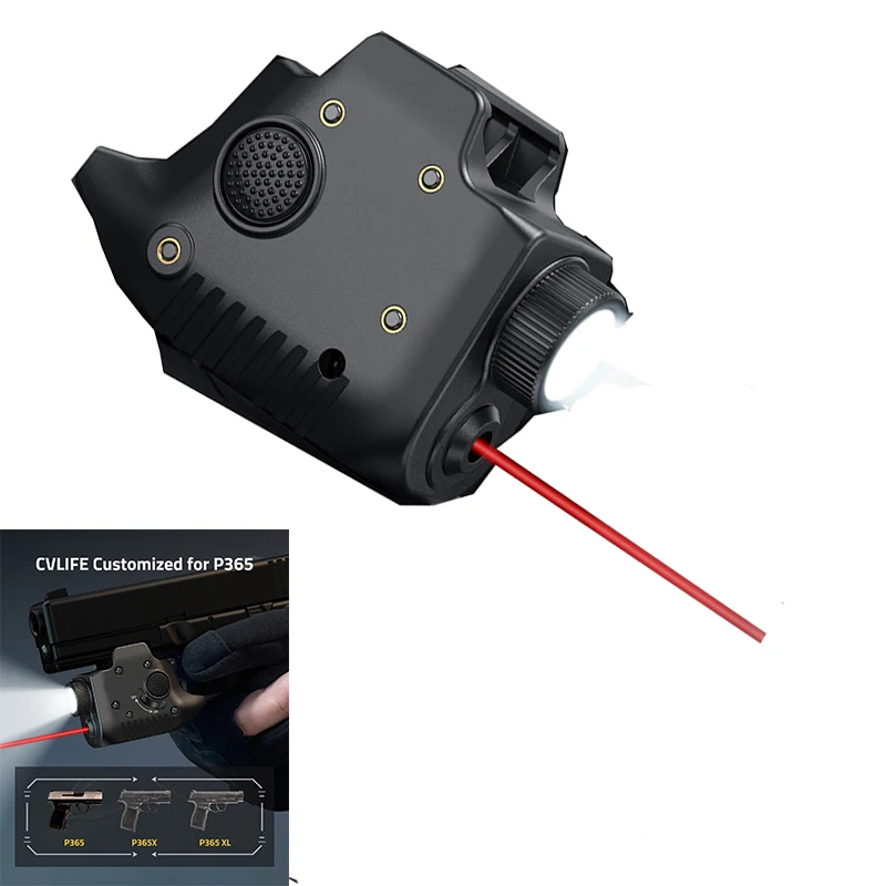 

Tactical Flashlight 550 Lumens Red/Green Laser Light Combo Rechargeable with Strobe Mode Compatible with Pistol P365 (X XL)