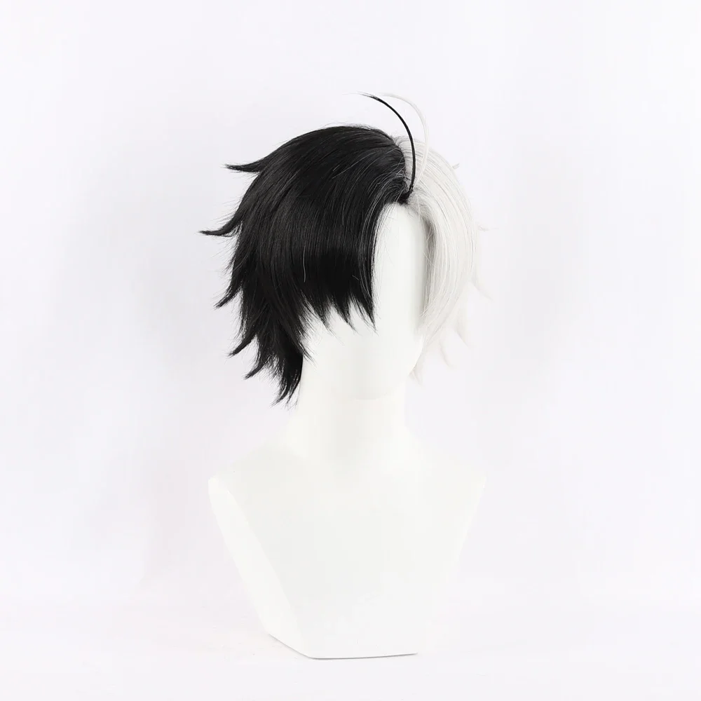 Anime WIND BREAKER Haruka Sakura Cosplay Wig Black White Short Hair Styling Heat Resistant Synthetic Hair Wigs Cap Halloween