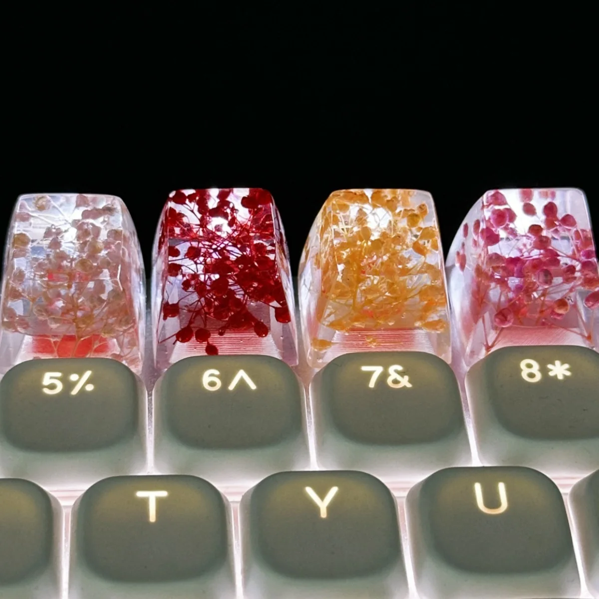 

1Pcs Babysbreath Keycaps Mechanical Keyboard Key Caps Cute Decoration Gaming Accessories Cross Axis Keycap Women Gift
