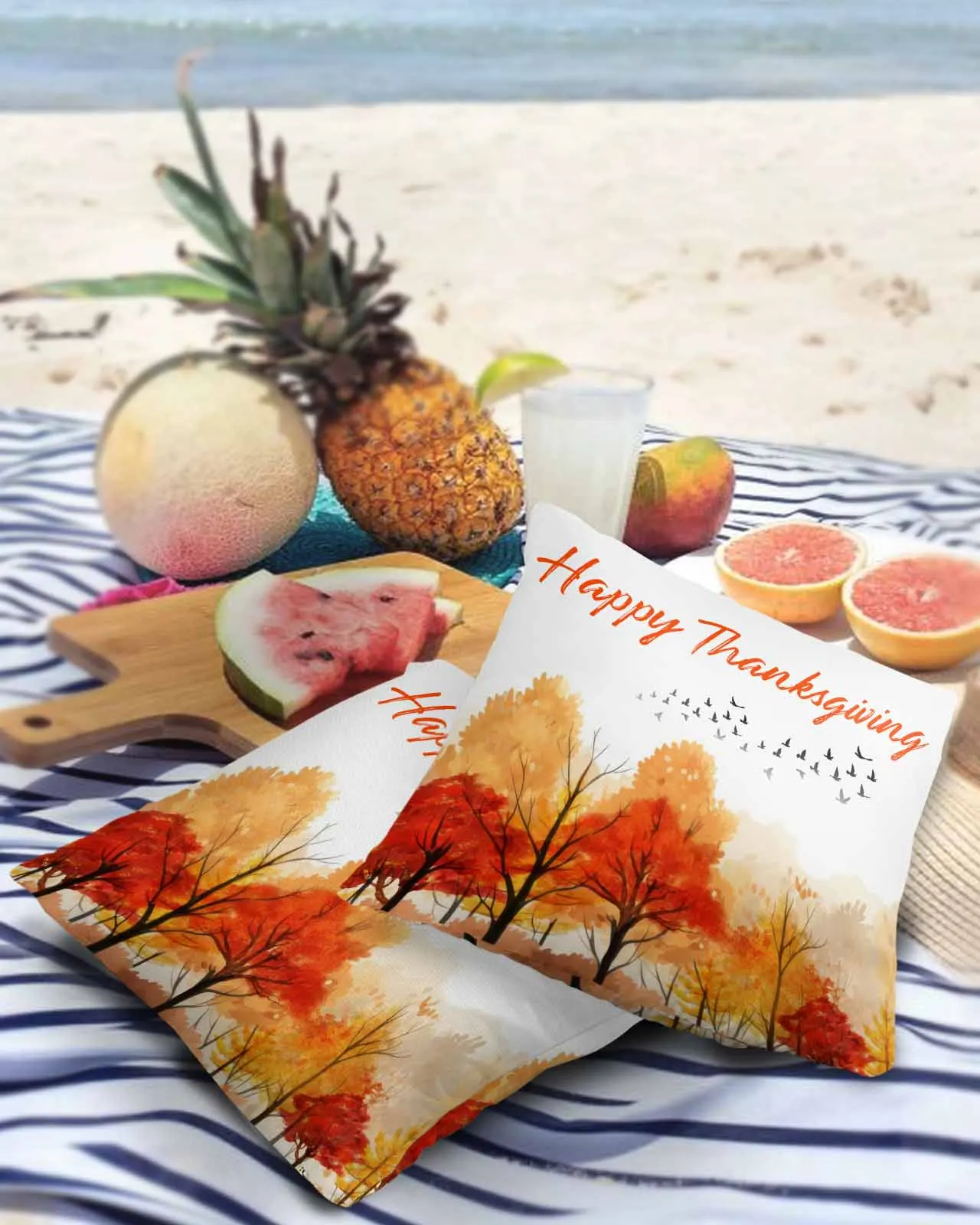 

Tree Silhouette Watercolor Pillowcase Set Living Room Sofa Decor Cushion Cover Waterproof Throw Pillowcover