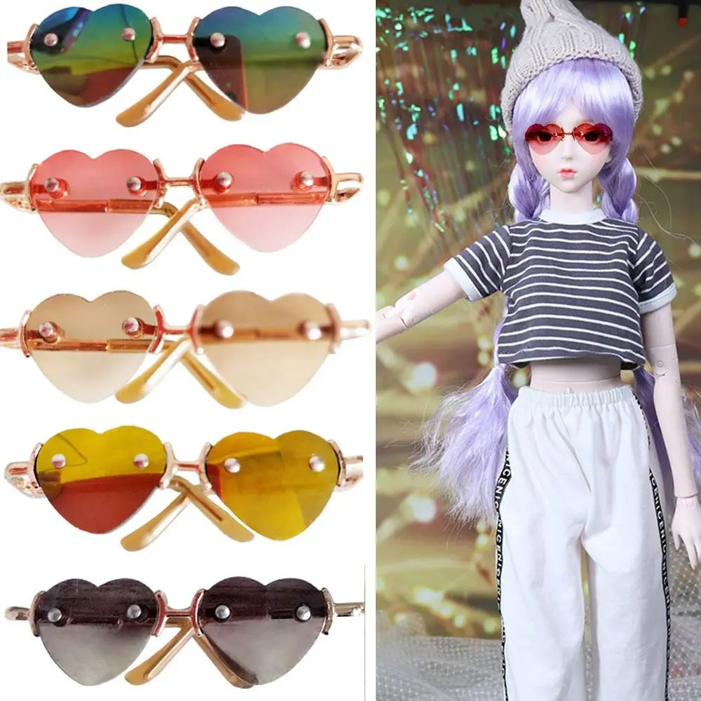 Kids Girls Gift Mini Plush Doll for 1/31/4 BJD For 10/15cm Dolls Plush Doll Eyeglasses Glasses Clothes Cute Heart Frame