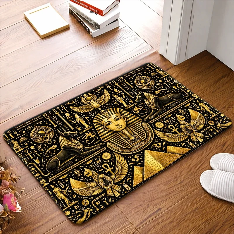 Egyptian‑Pharaoh‑Mysterious‑Totem Print Welcome Doormat, Washable Indoor Outdoor Floor Mat for Living Room, Bedroom, Office