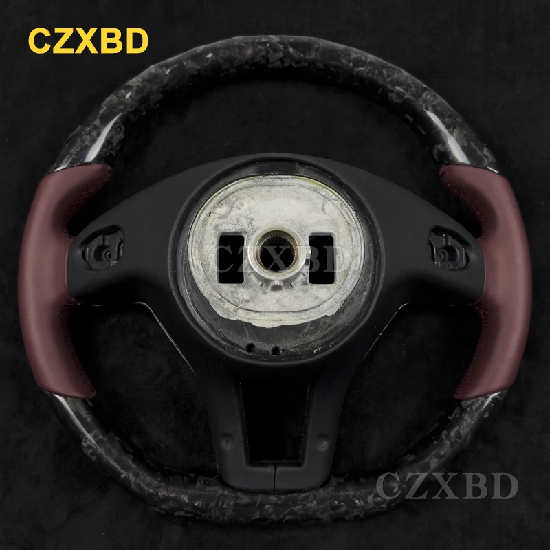 For Mercedes-Benz E300 Glossy Forged Carbon Steering Wheel High Quality Smooth Leather Customized