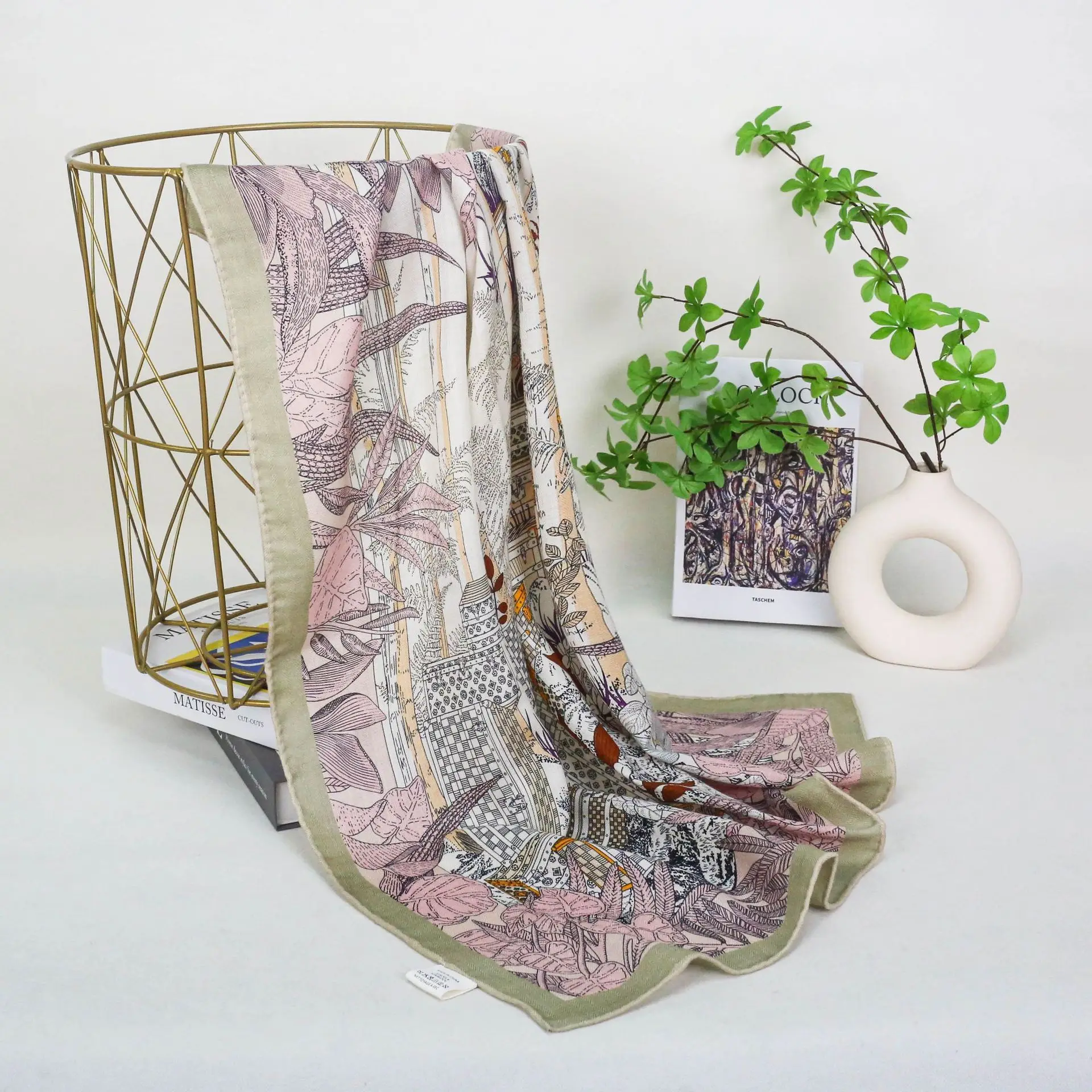 

Double Sided Printting Warm Scarf 90CM Hand Rolled Edges Shawls Head Bag Scarves Luxury Christmas Gift Clothing Bag Accessories