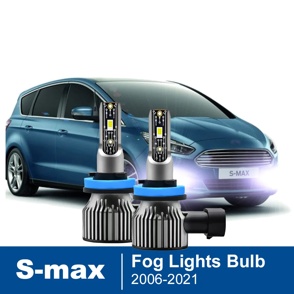 2pcs Led Car Fog Lamp For Ford S-max 2006-2014 2015 2016 2017 2018 2019 2020 2021 Front Fog Light Bulb Car Accessories Canbus