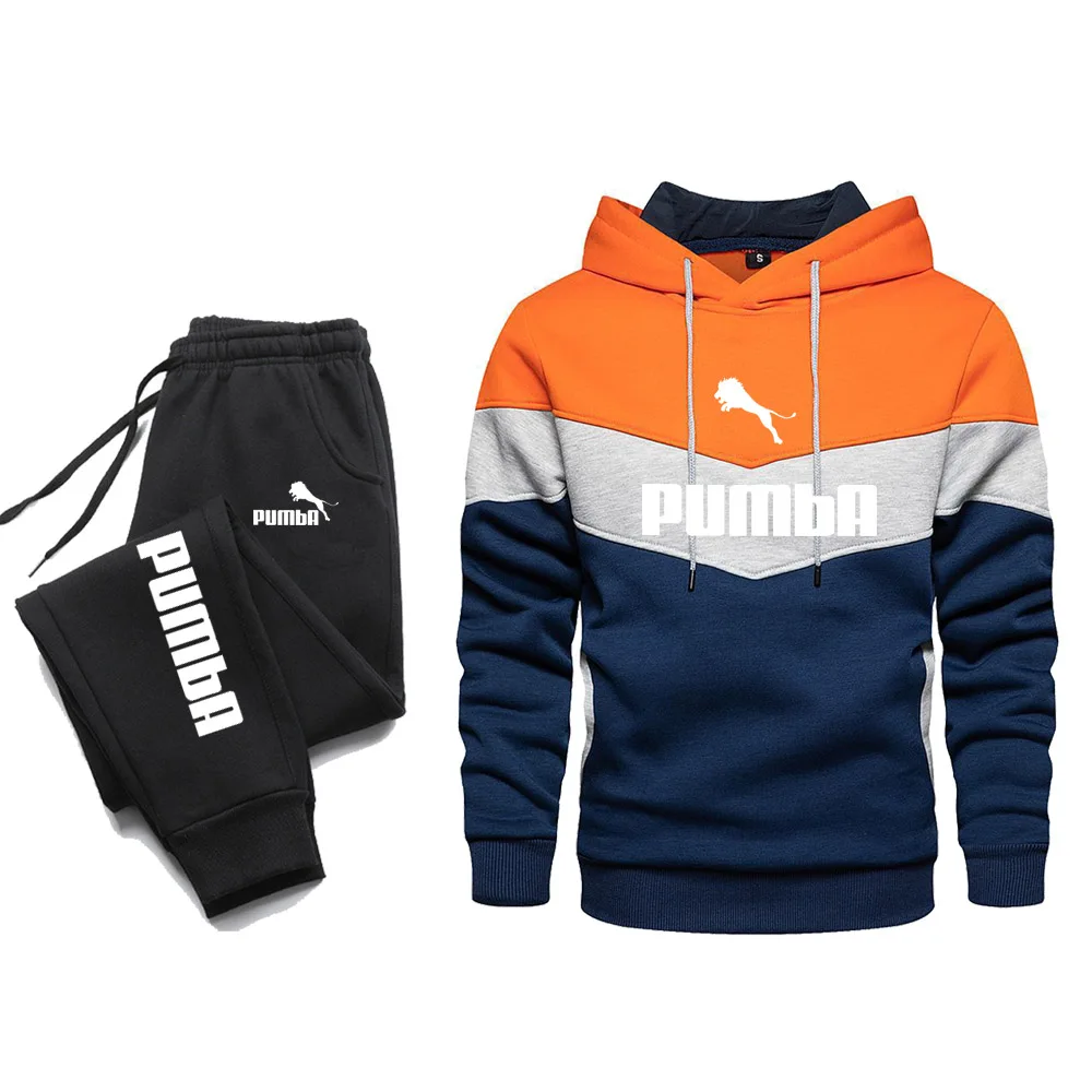 Conjunto de Sudadera con capucha y pantalones para hombre, chándal informal con cremallera, ropa deportiva de marca, traje de sudor, otoño e