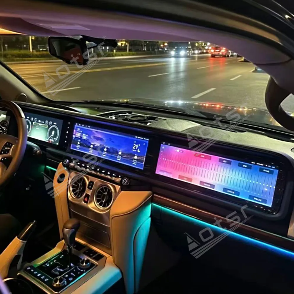 12.3 Inch Triple Screen Car Instrument Panel For Toyota LC200 2008~2015 Android Auto Carplay  Radio Stereo with Ambient Light