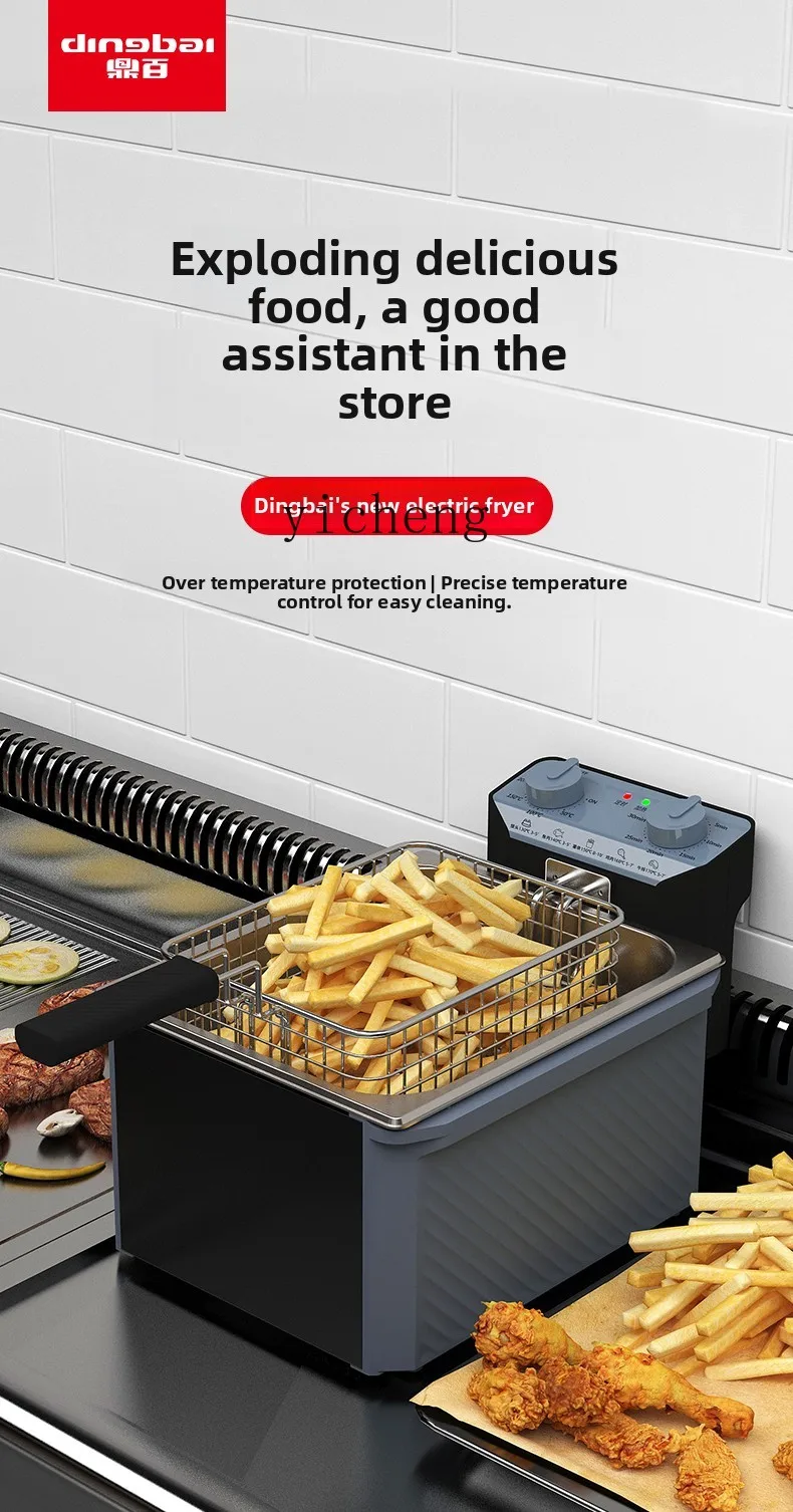 TQH Commercial Double Cylinder Fryer Fried Chicken Rice Fries Machine Timed Single Cylinder Electric Fryer