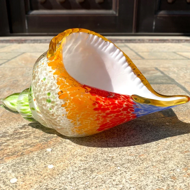 Hand-Blown Glass Conch Figurine Marine Sculpture Fish Tank Accent Wine Cabinet Ornament Centerpiece Decor Ocean-Inspired Decor