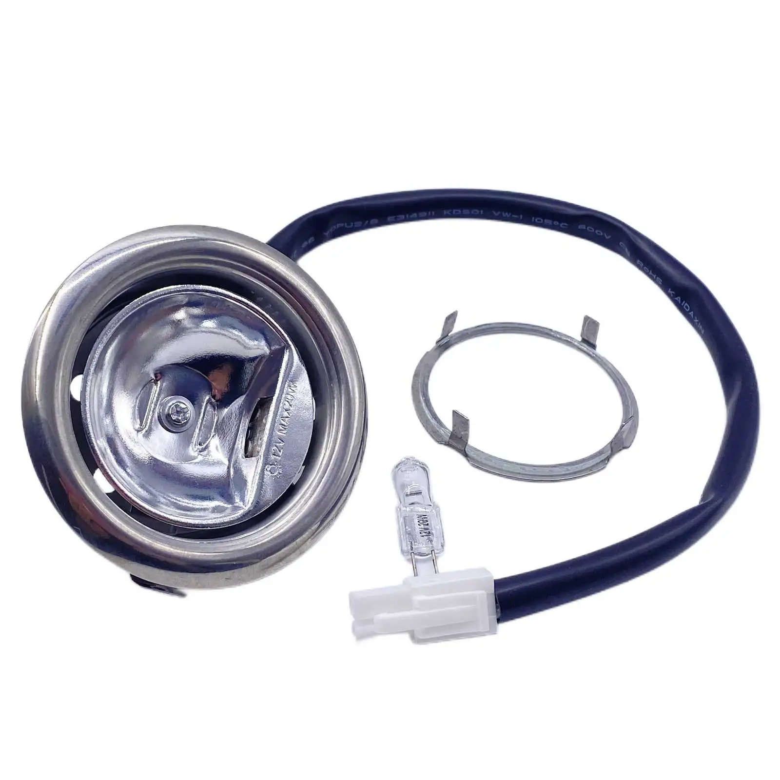 Picture 3: 2x 12V AC 20W Halogen Bulb 50mm/2.0in Hole Recessed Range Hood Light Clear Glass Cover Replacement Lamp for Kitchen Smoke Fan