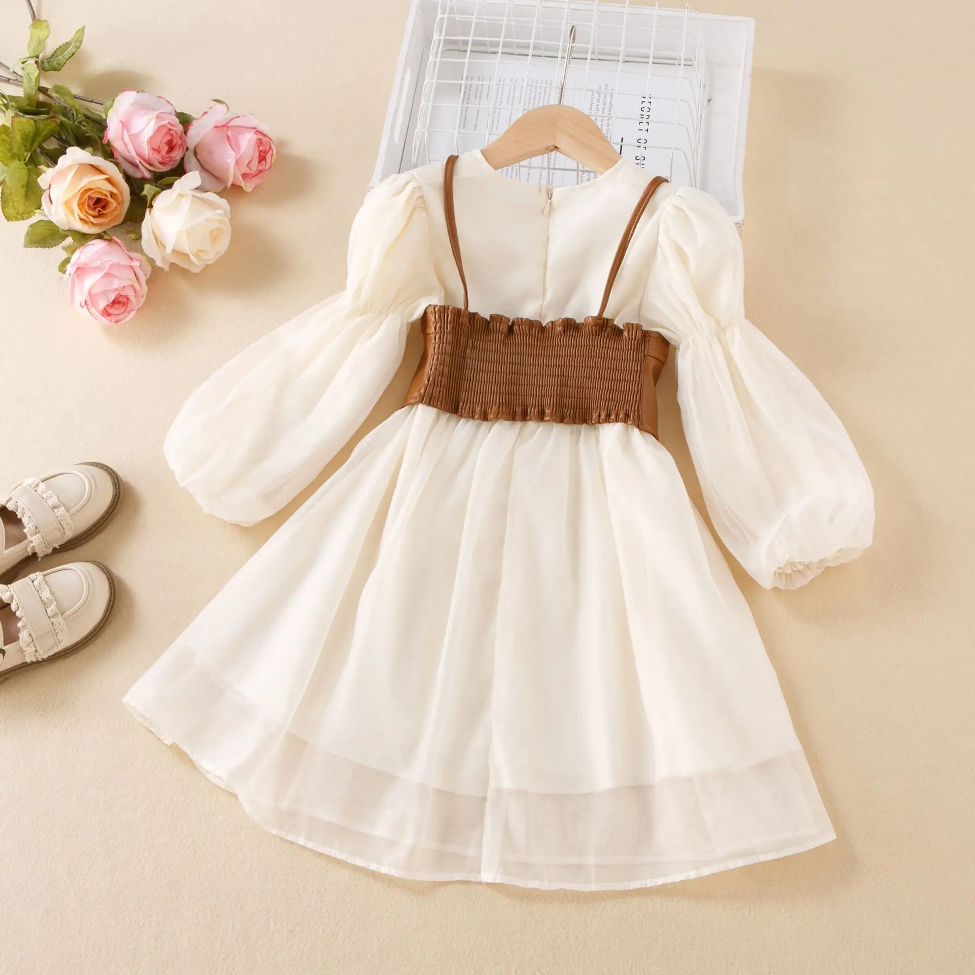 Girls' Dress Spring and Autumn Clothes Autumn New Baby Foreign Style Skirt Two-piece Set Long-sleeved Princess Dress