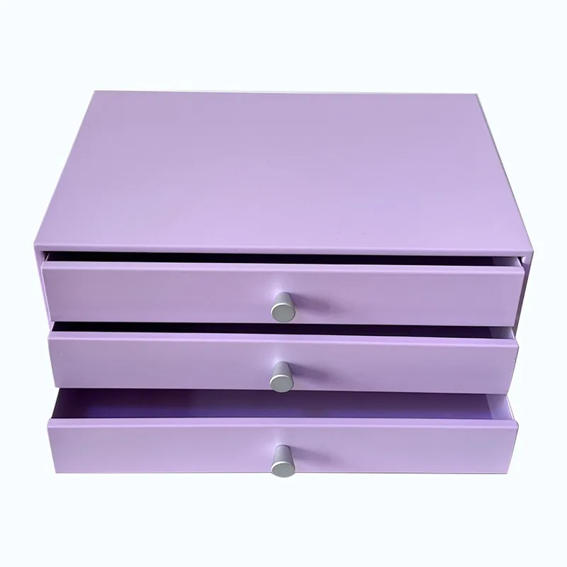 Desktop simple white office iron drawer cabinet, desktop steel stainless steel storage cabinet multi-layer
