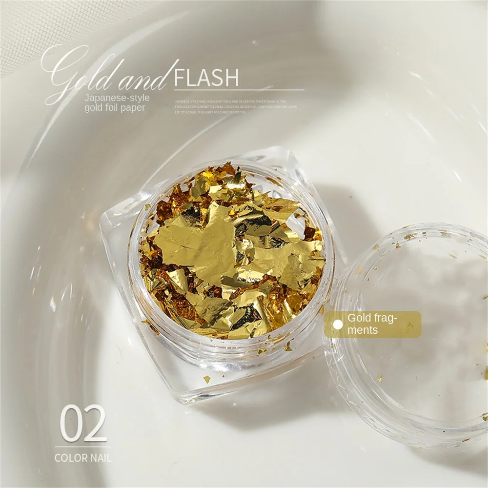 1~8PCS Nail Design Manicure 9 Color Nail Supplies Gold Silver Foil Paper Glitter Foil Flakes Nails Nail Accessories