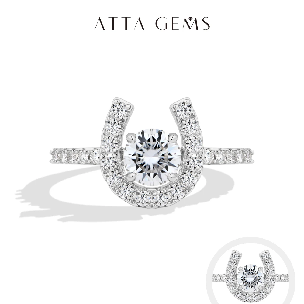 

ATTAGEM Horseshoe Moissanite Ring forWoman 925 Sterling Silver 18k Plated Personalized Ring Timeless Elegance for Every Occasion
