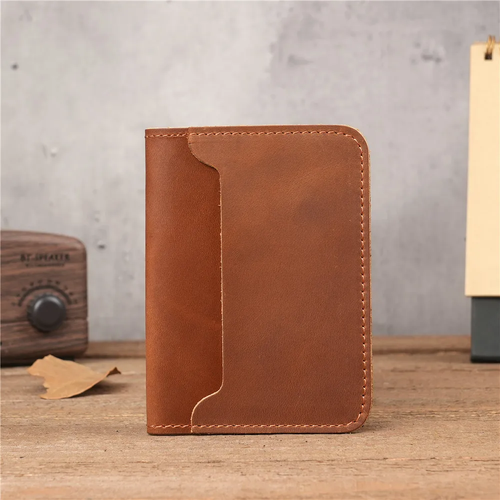 1152 Unisex Genuine Leather Cow Pickup Bag, Retro Crazy Horse Leather Bag, Casual Multi Card Pocket Wallet