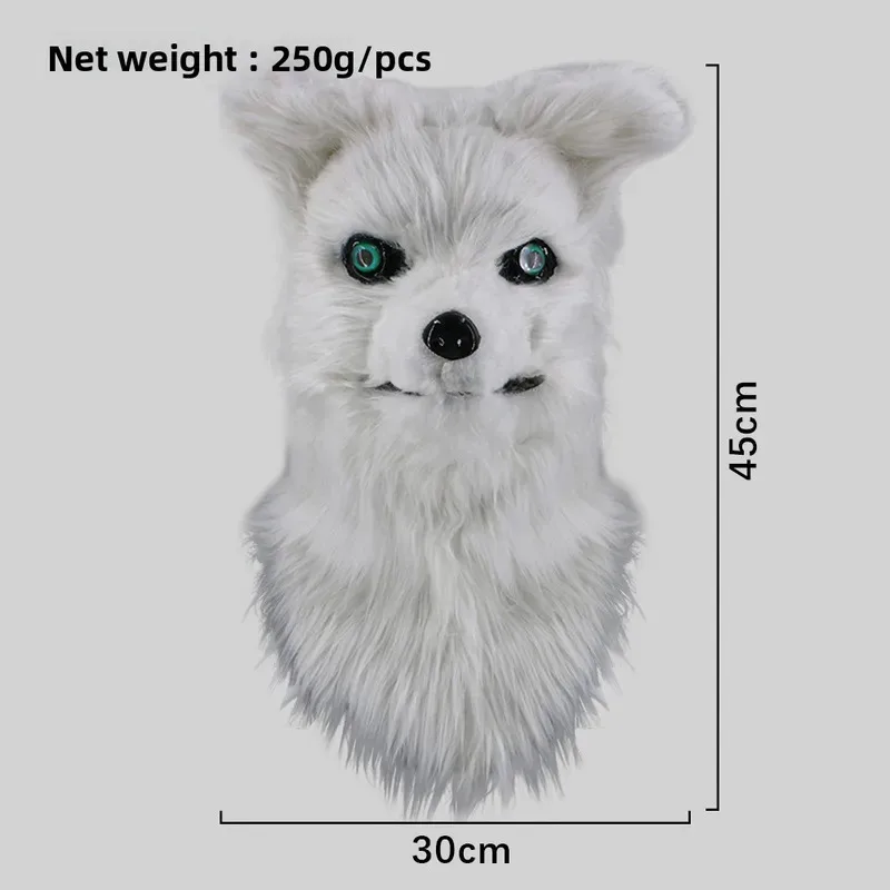 Plush Fox With Movable Mouth Full Head Dog Wolf Masks Realistic Animal Mask Halloween Party Cosplay Costume Props om[8