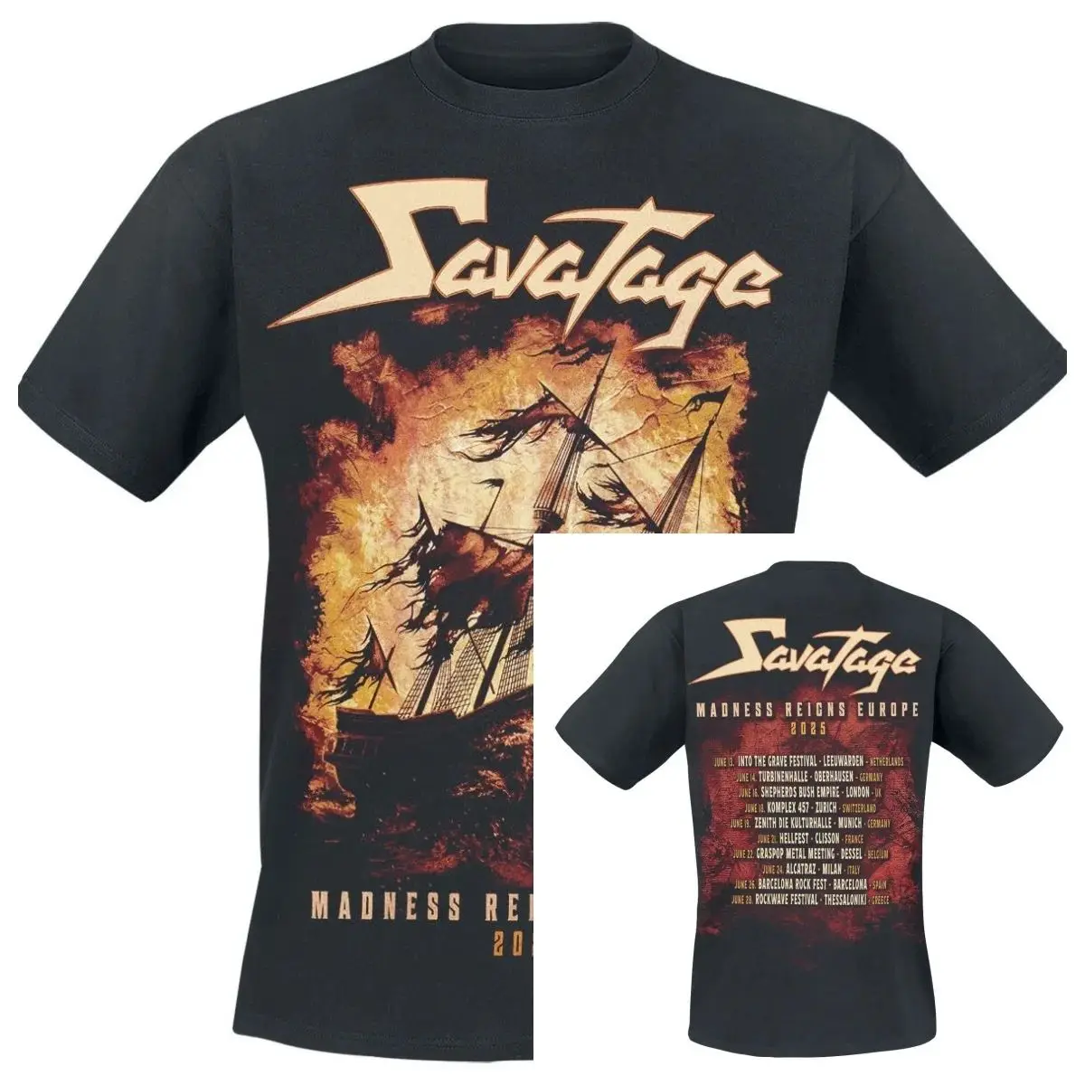 Camiseta Rock Y2k de manga corta Magellan Tour 2025 Savatage, camiseta de lujo de alta gama para hombres y mujeres, Top Y2k 2026 de verano