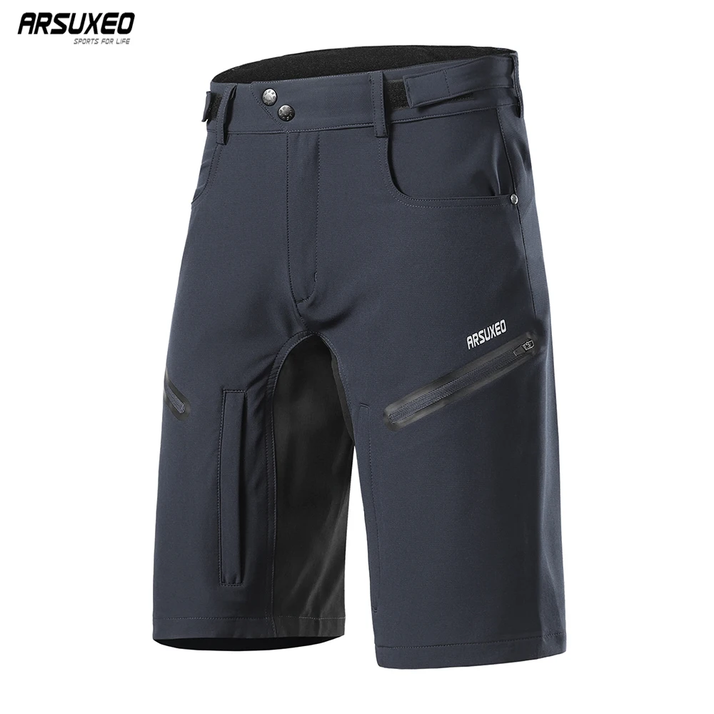 ARSUXEO-Homens soltos Fit Ciclismo Shorts, MTB Shorts, Shorts Mountain Bike, Esportes ao ar livre, caminhadas Downhill, calças curtas de bicicleta,