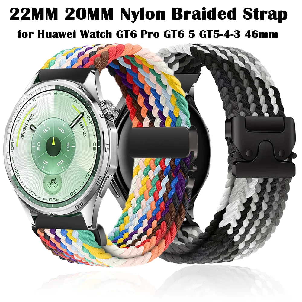 

Спортивный нейлоновый плетеный ремешок для Huawei Watch GT6 Pro GT6 5 GT5-4-3 46 мм, браслет для Samsung Galaxy Watch 7 6 5 4 40/44 мм