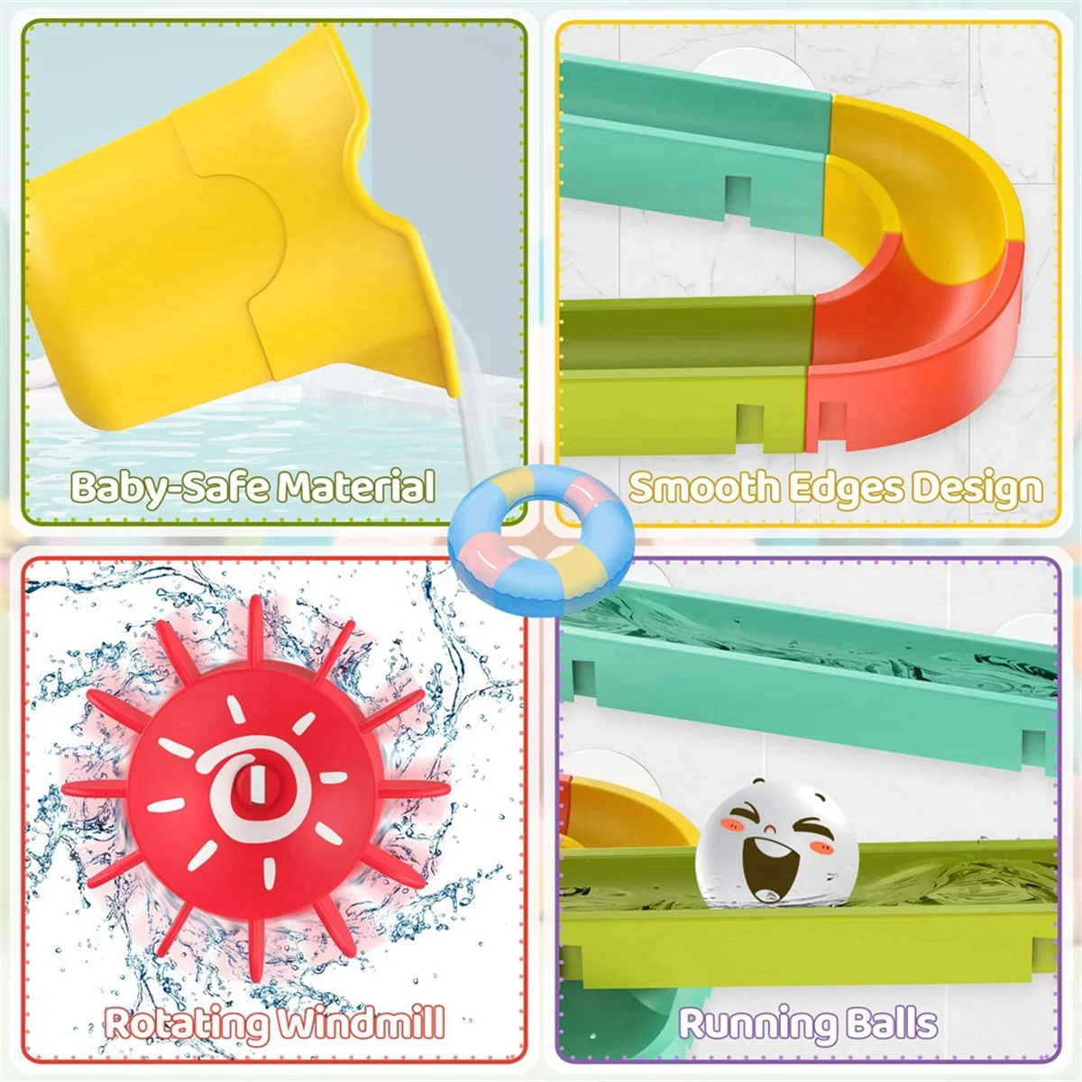 

Dinosaur Water Slide Bath Toy Set for Toddlers, DIY Track Toy