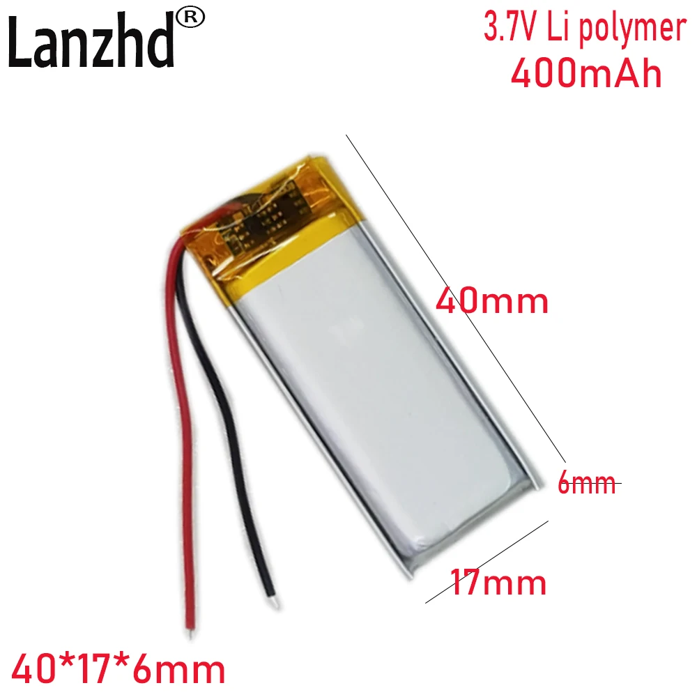 

1-20PCS 3.7V lithium battery 601740 651740 Suitable for tire pressure monitor Bluetooth speaker Navigator 400mAh