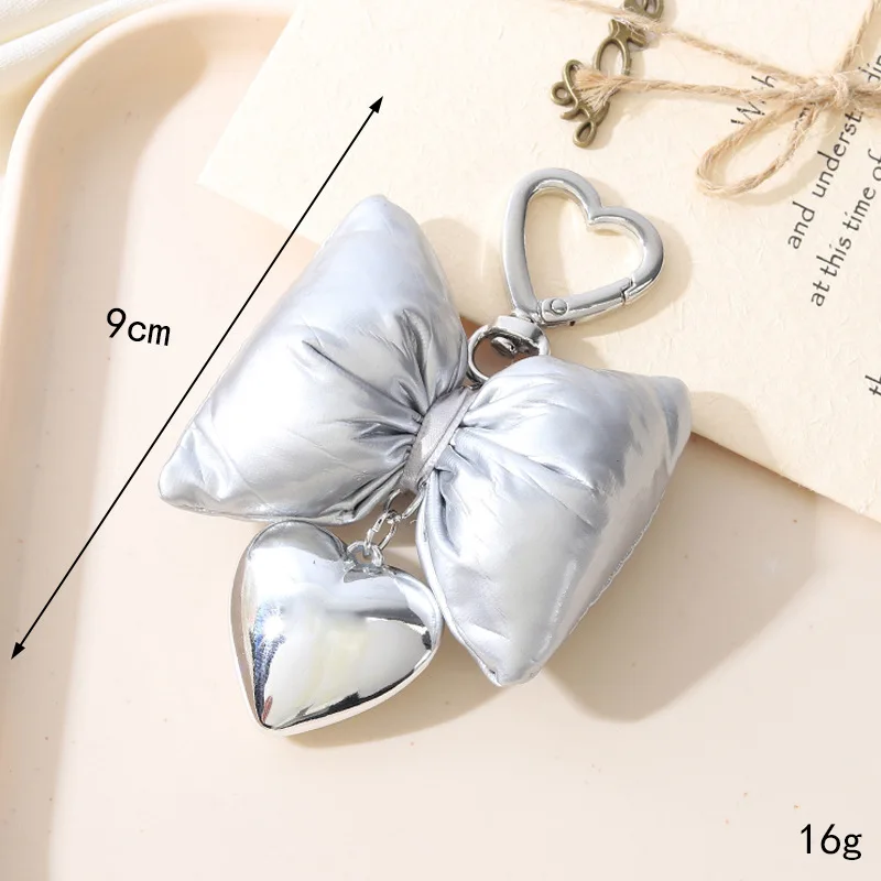 10pcs/set Exquisit Heart Keychain Heart Bag Pendant Alloy Material Bowknot Keyrings Perfect for Car Key Backpack DIY Projects