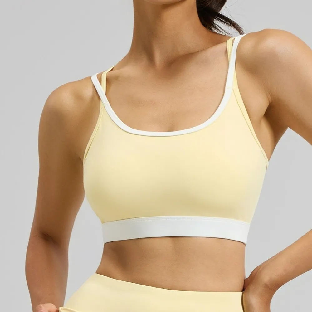 

Jogging Cross Belt Women's Sports Yoga Bra Shockproof Brassiere Yoga Underwear Anti-shake Built-in Fixed Pad Seamless Vest