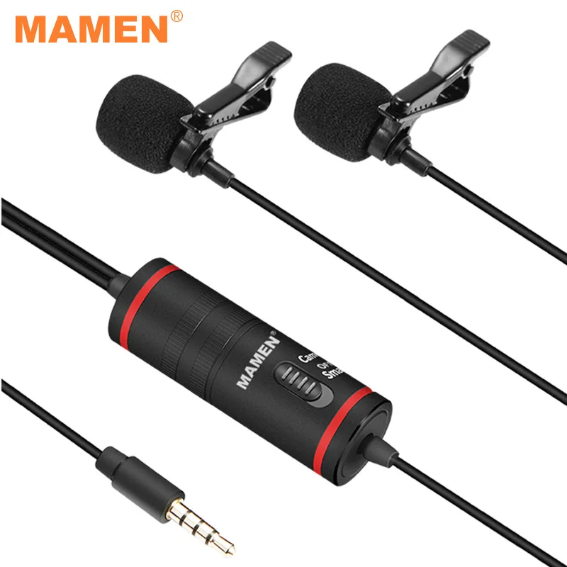 MAMEN-Microfone de lapela de cabo, KA-D1Pro, Clip-on, Lapel Mic, Gravação 360 ° para Smartphone, Câmera, Entrevista, Reunião