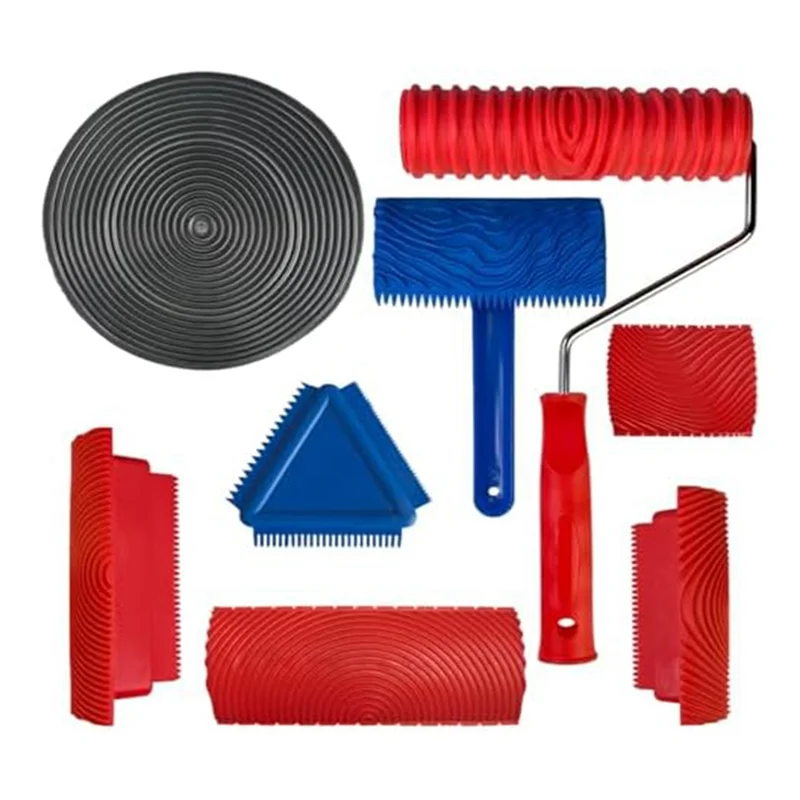 

AF89-Wood Grain Tool Set,Printed Art Wood Grain Tools Texture Roller,Texture Tools For Interior Wall DIY Design Decoration