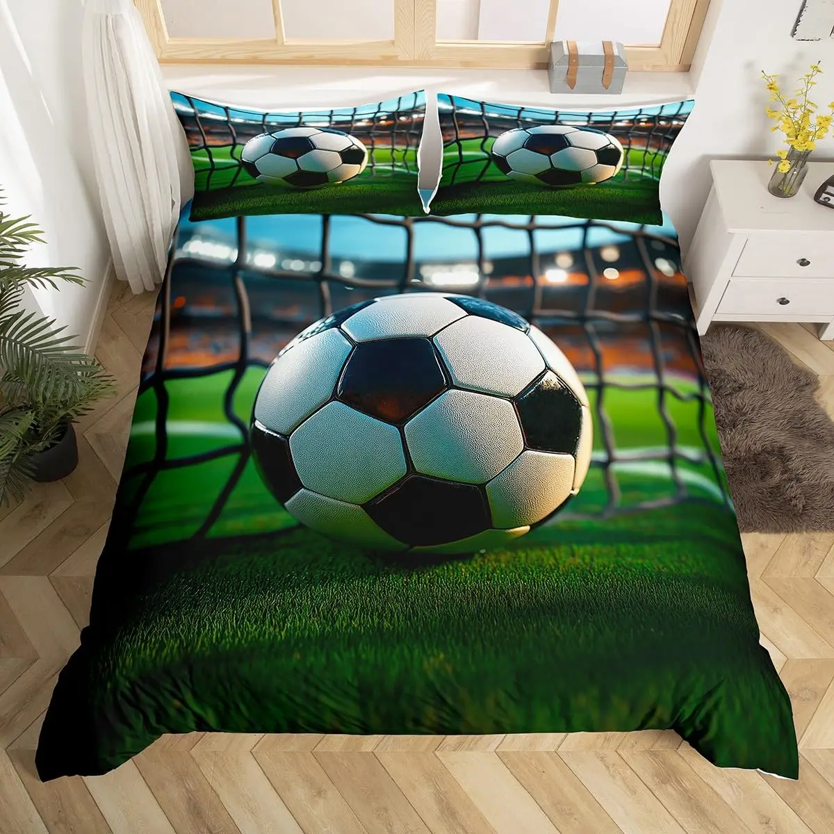 Soccer Field Duvet Cover Ball Sports Bedding Set Kids Teens Boys Adults American Football Comforter Cover Sport Game Quilt Cover