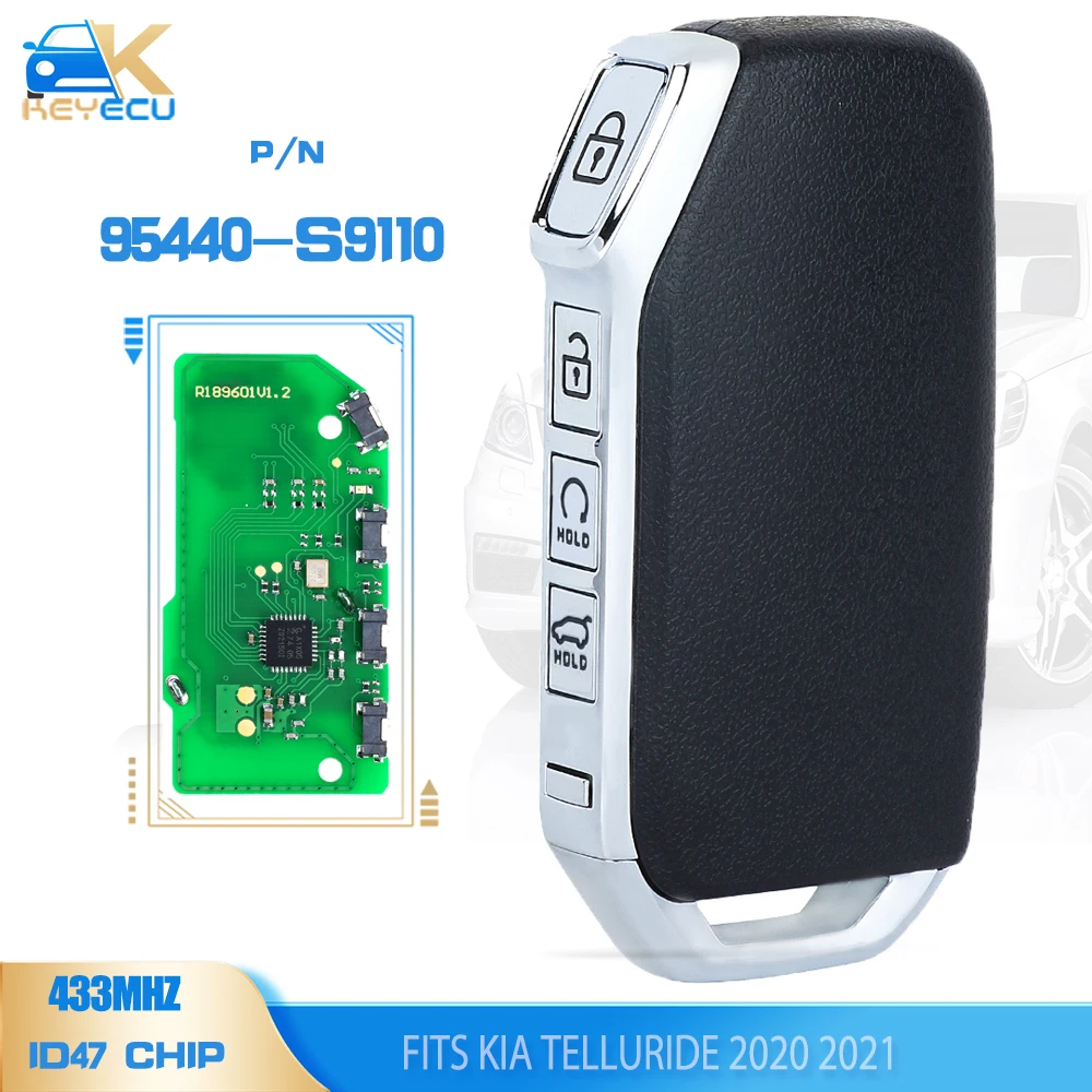 

KEYECU 95440-S9110/ 95440-S9100/ 95440-S9000 Smart Remtoe Key 433MHz ID47 Chip Fob for KIA Telluride 2019 2020 FCCID: FOB-4F24