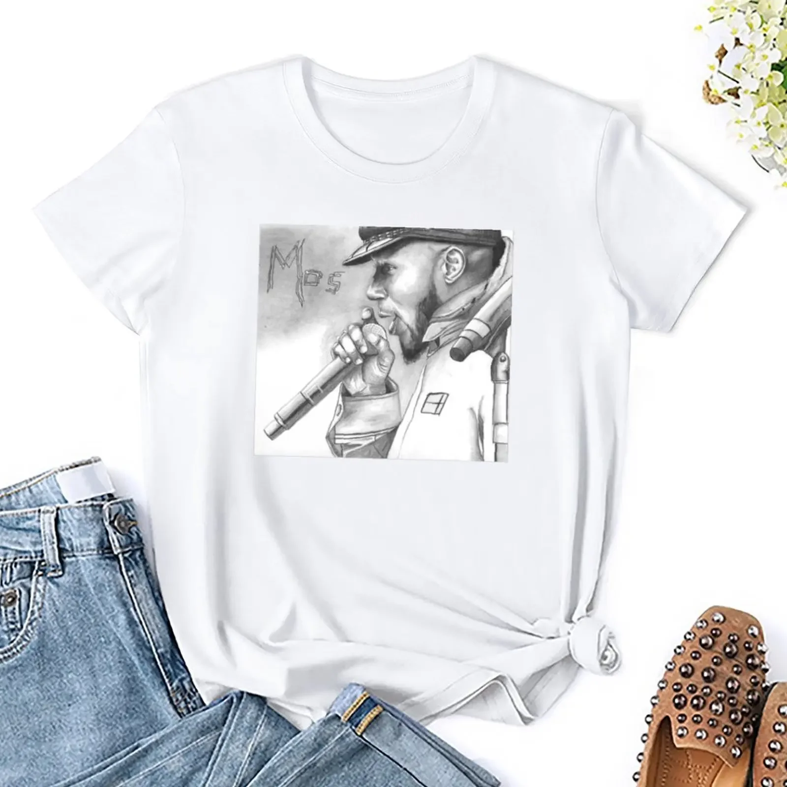 Hiphop Portret T-Shirt Oversized Plus Size Tops Kat Shirts Voor Vrouwen