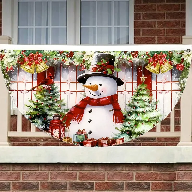 Christmas Fan-shaped Flag Outdoor Banner Christmas Decorations for Home 2024 Xmas Bunting Flag Navidad Natal Gifts New Year 2025