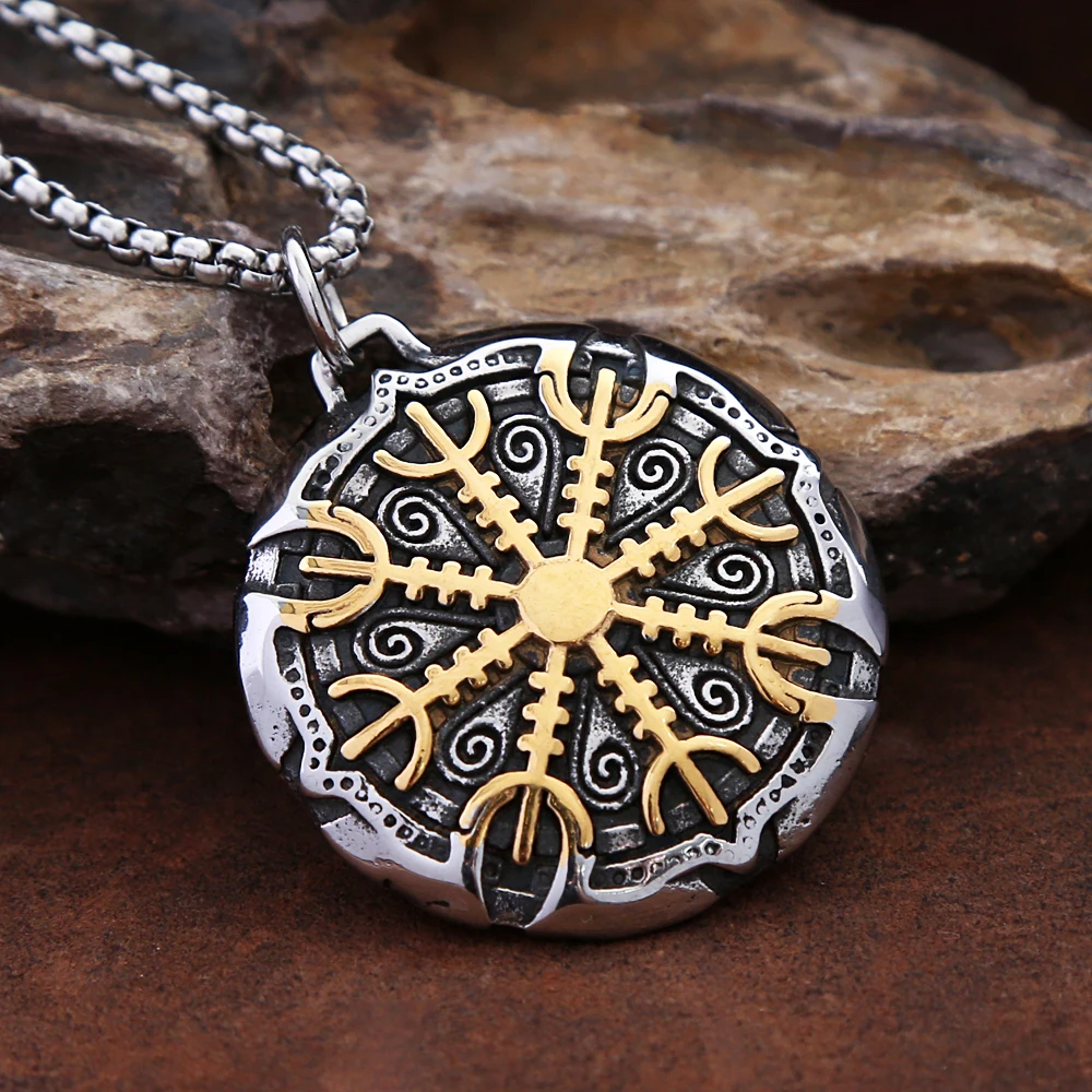 Fashion Vintage Norse Viking Compass collana per uomo ragazzi acciaio inossidabile Vikings amuleto rune ciondolo gioielli regali Never Fade