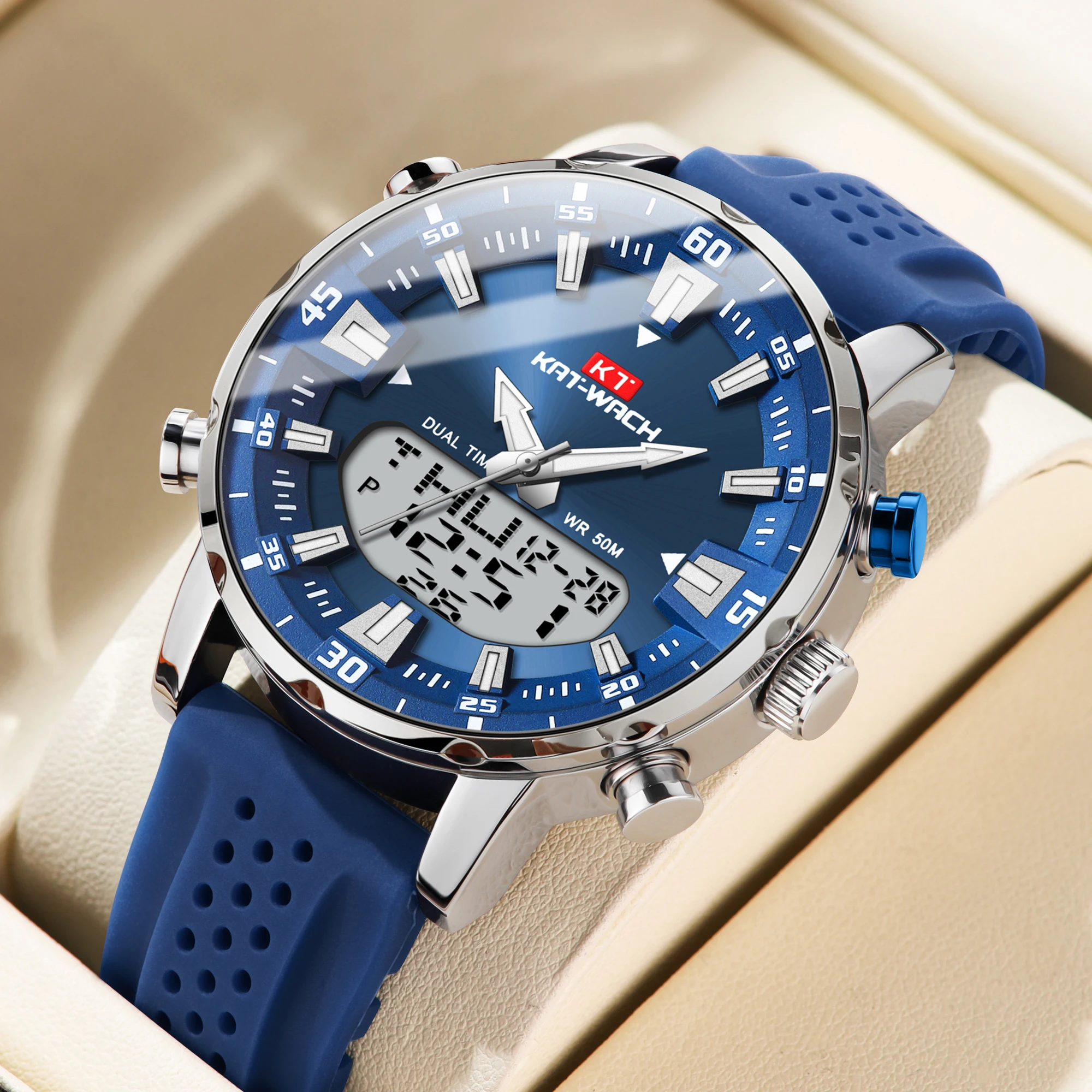 

kat-wach Men's quartz watches original waterproof high quality automatic male timepiece black watch gifts for dad watches men