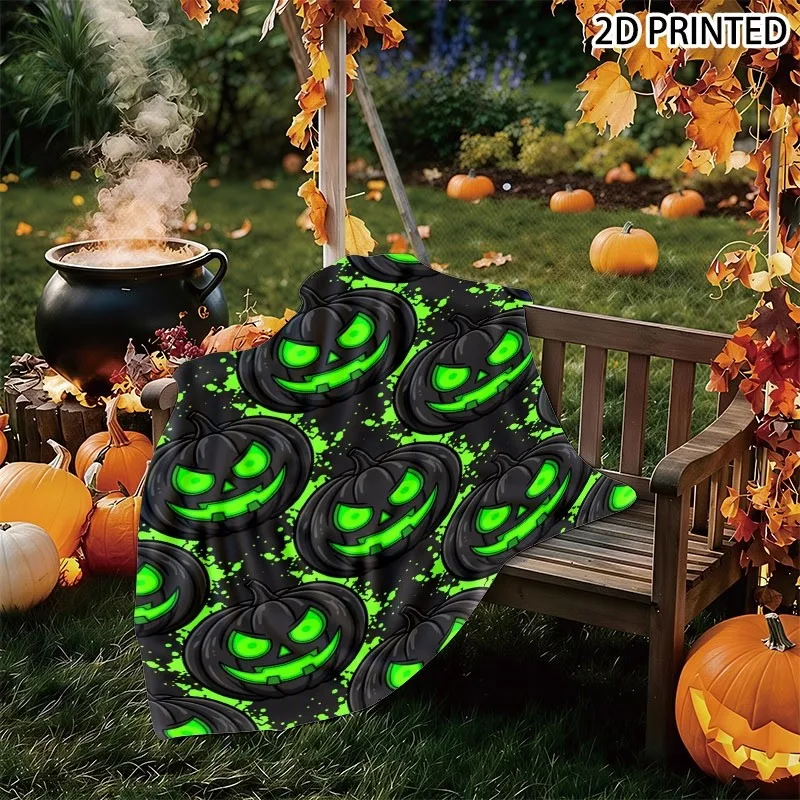 Spooky Cartoon Halloween Pumpkin Print Throw Blanket, Multiple Specifications Available, Soft Festive Fall Blanket for Home Deco