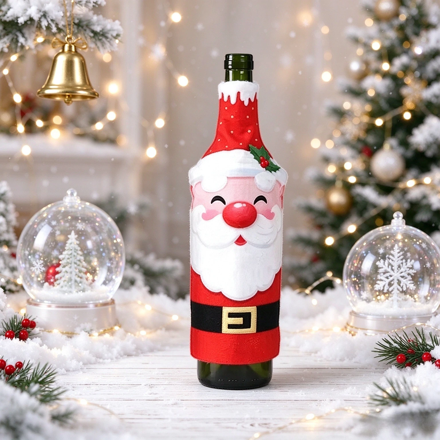 1-10Pcs Christmas Wine Bottle Covers Santa Snowman Decorative Sleeves for Dinner Table Party Home Bar Kitchen Xmas Holiday Decor