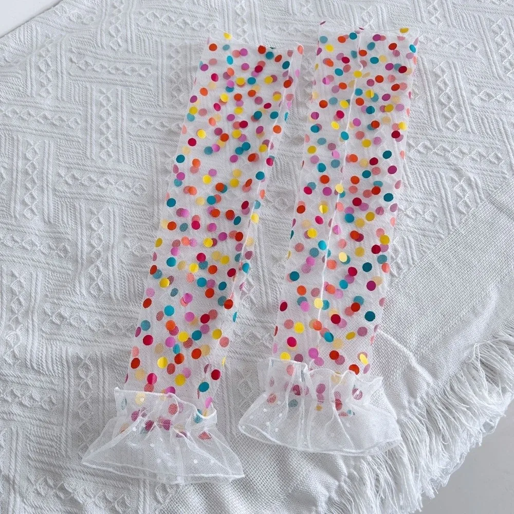

Breathable Lolita Arm Sleeves Polka Dot Pattern Transparent Long Fingerless Gloves Cloth Bow Mesh Sunscreen Sleeves Fashion