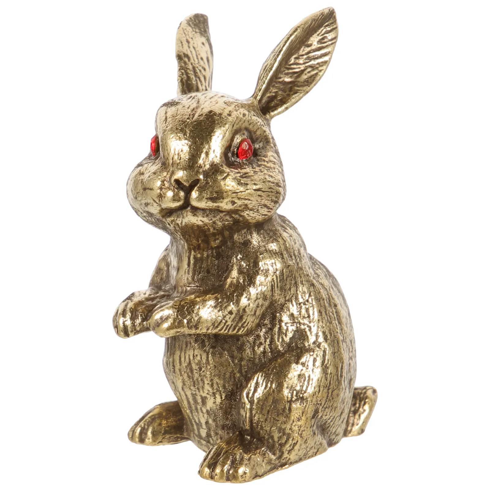 

Brass Bunny Figurine Elegant Desk Decor Vintage Rabbit Statue Smooth Surface Premium Craft Small Animal Adornment Exquisite