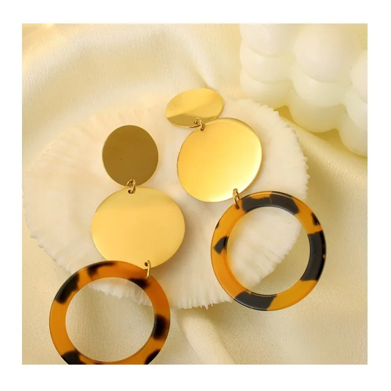 

French Retro Creative Personality Simple Bamboo Joint Round Shape Office Worker Disc Fashion Stainless Steel Women's Earrings