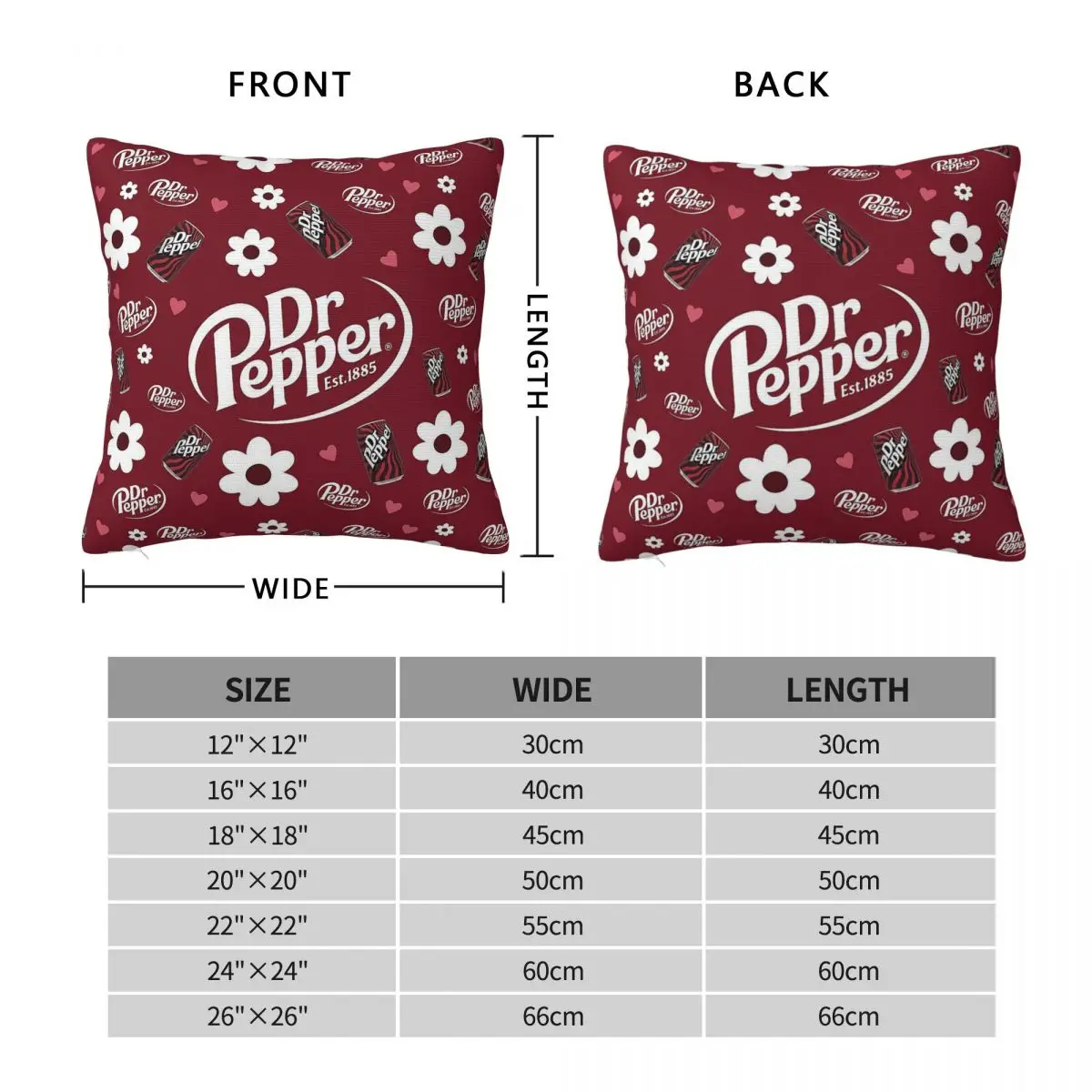 Vintage Dr Pepper Soda Square Pillowcase Polyester Linen Velvet Printed Zip Decor Pillow Case Home Cushion Cover