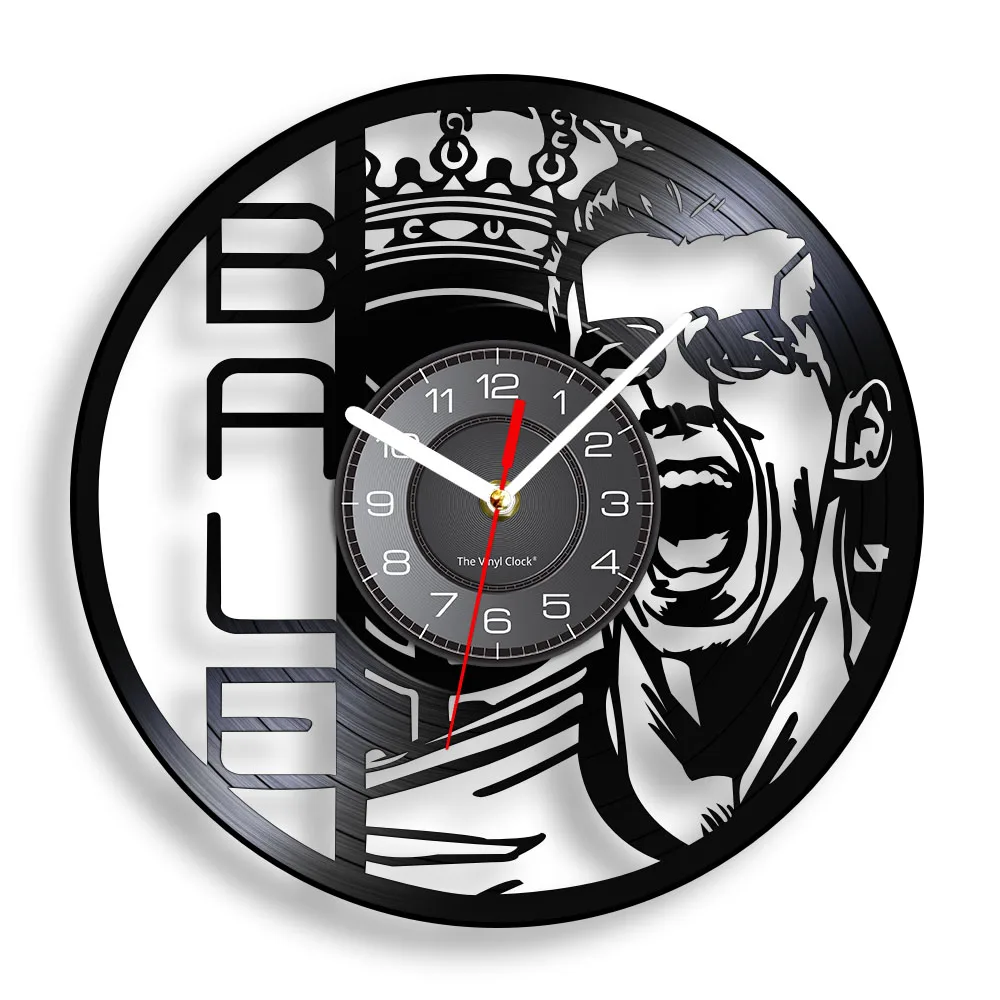 

Welsh Football Legend Gareth Bale Vinyl Record Wall Clock Wales Soccer Home Decor Vinyl Longplay Music Album Disk Crafts Clock