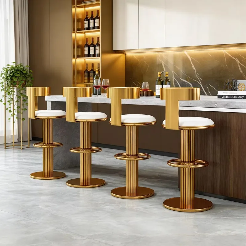 Swivel Stools Simple Modern Stainless Steel Bar Stool Backrest Internet Popular Home Desk Bar Chair